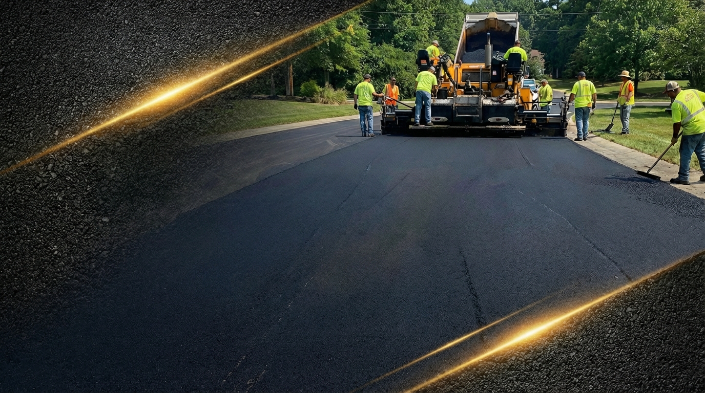 Freshly paved asphalt road